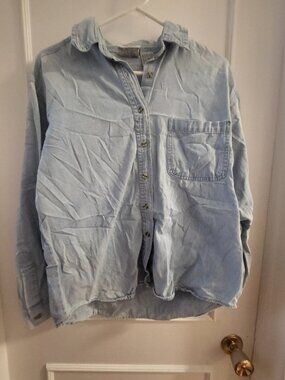 Vtg 90s Looney Tunes "Rose Motif" Denim Shirt - Warner Bros. Studio - Size S